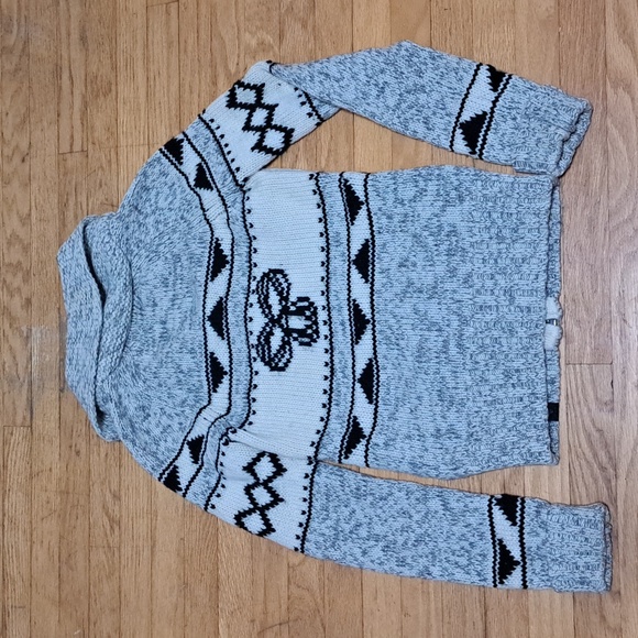 TNA Lambswool Knitted Zip Up Sweater Grey and White with collar - Size XS - Picture 4 of 5